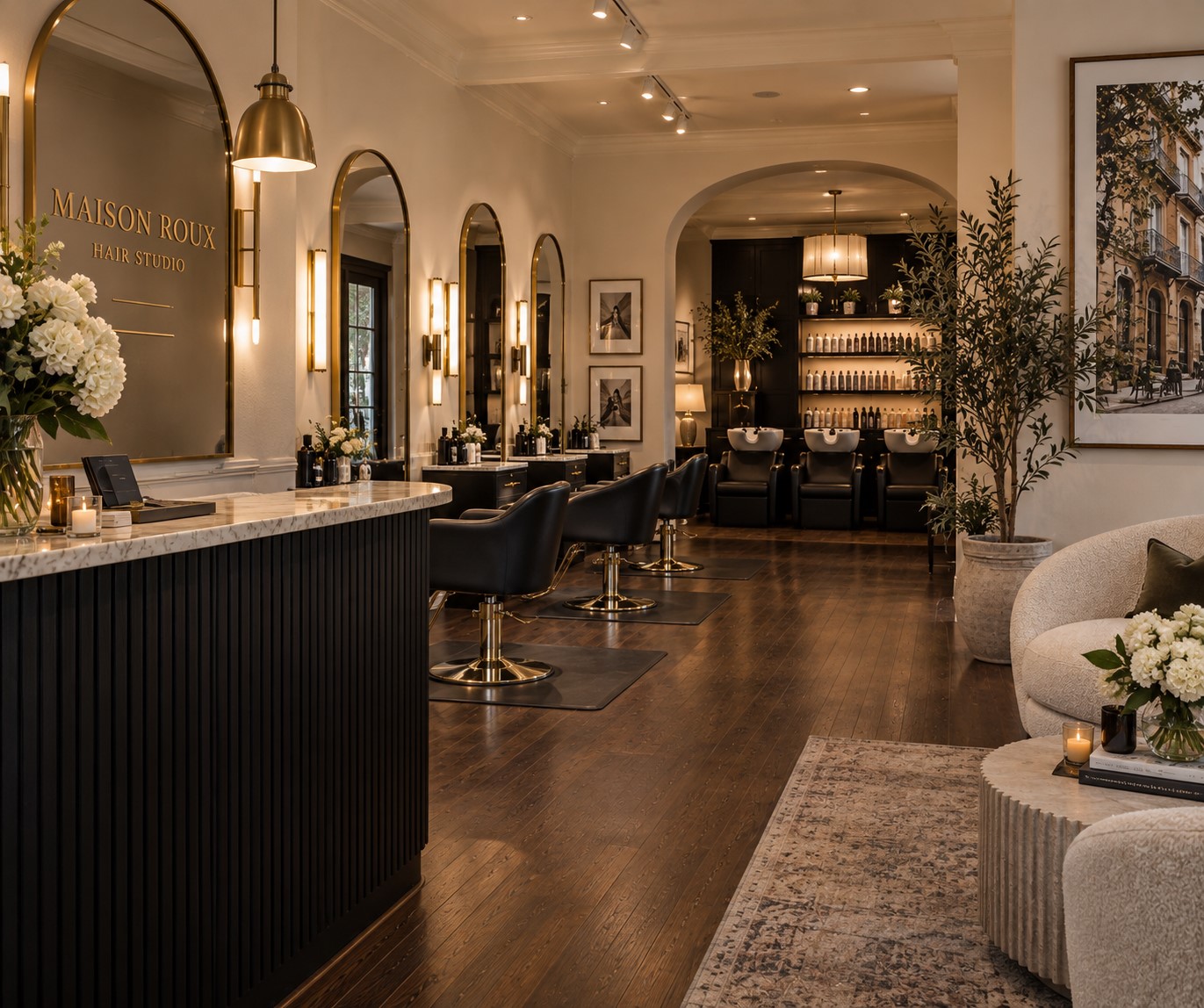A styling area at Maison Roux Hair Studio